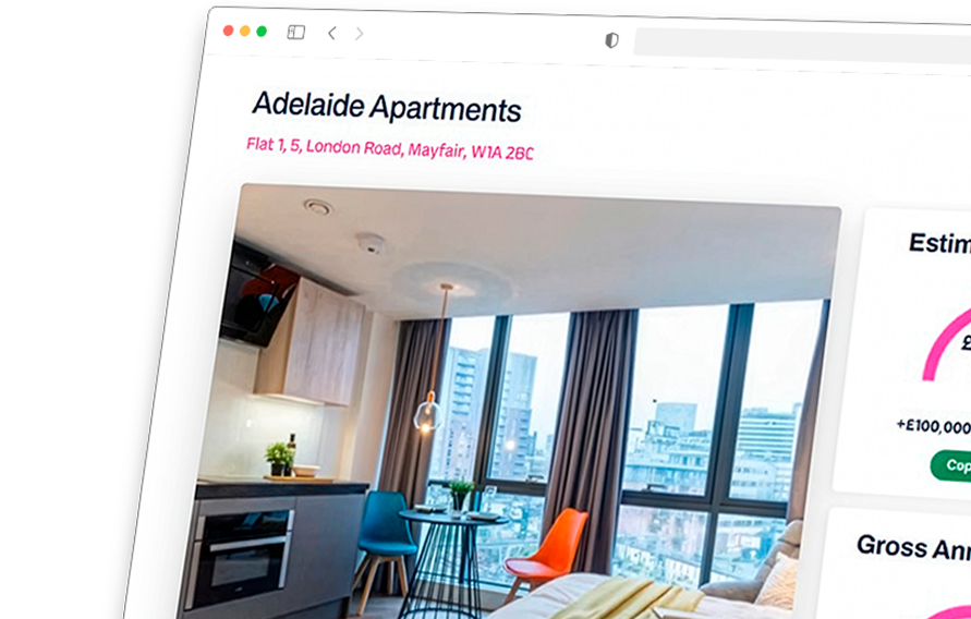 Results dashboard screenshot showing buy-to-let assessment interface